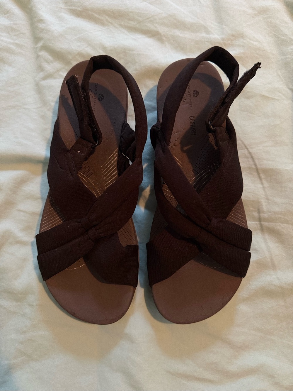 Cloudsteppers by Clarks Black and Grey Knotted Slingback Sandals